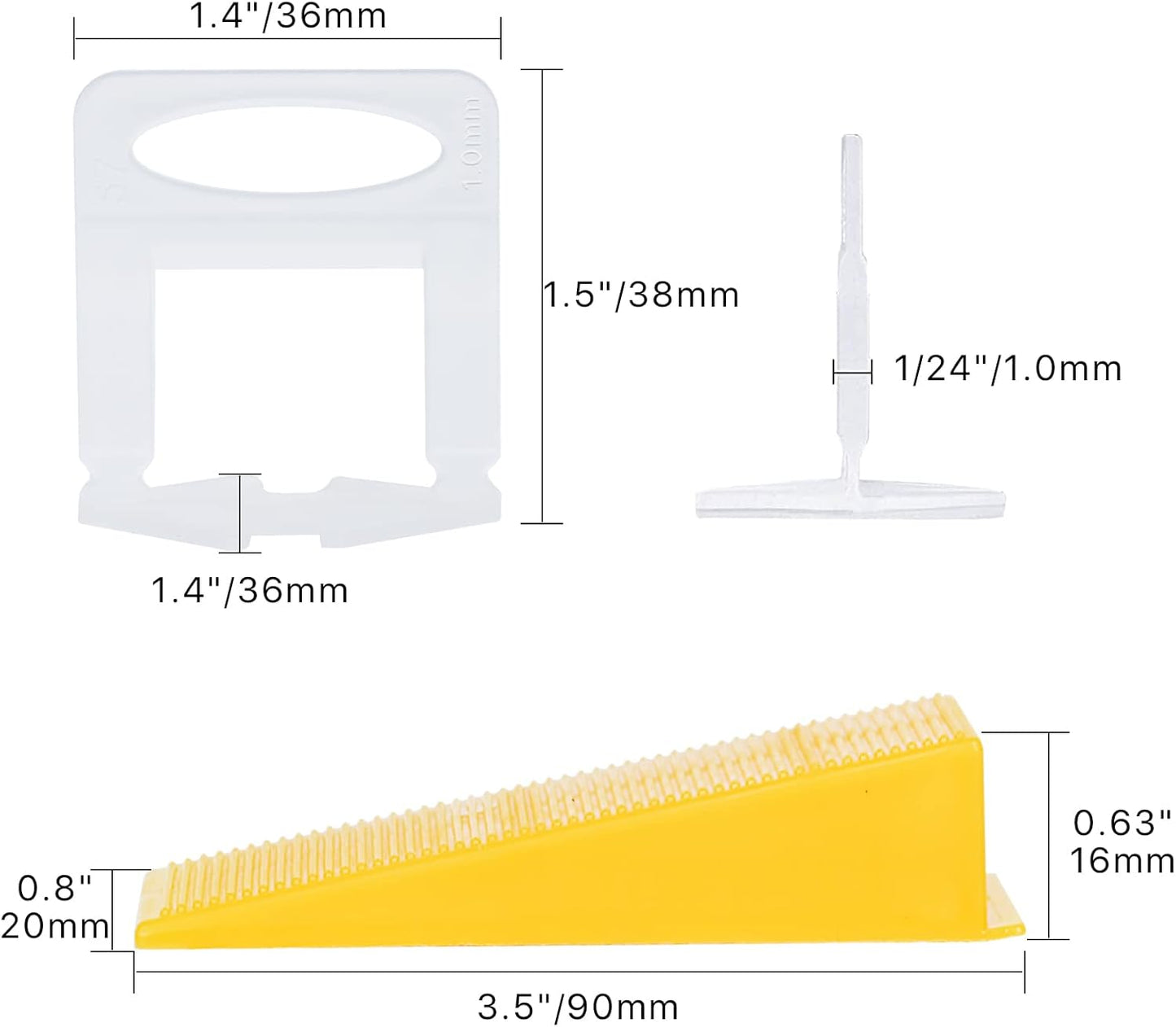 Tile Leveling System with Tile Plier 1500Pcs Piece Tile Spacers Clips 300Pcs Piece Reusable Wedges and 1 Rubber Mallet Tile Tools Set for Stone Installation (1/32"(1.0 mm)