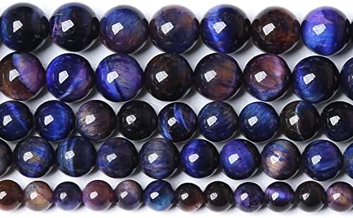 180PCS 4mm AAA Natural Tiger Eye Stone Beads Gemstone Round Spacer Loose Beads for Jewelry Making DIY Bracelet,Necklace, Earrings 2 Strand 32"