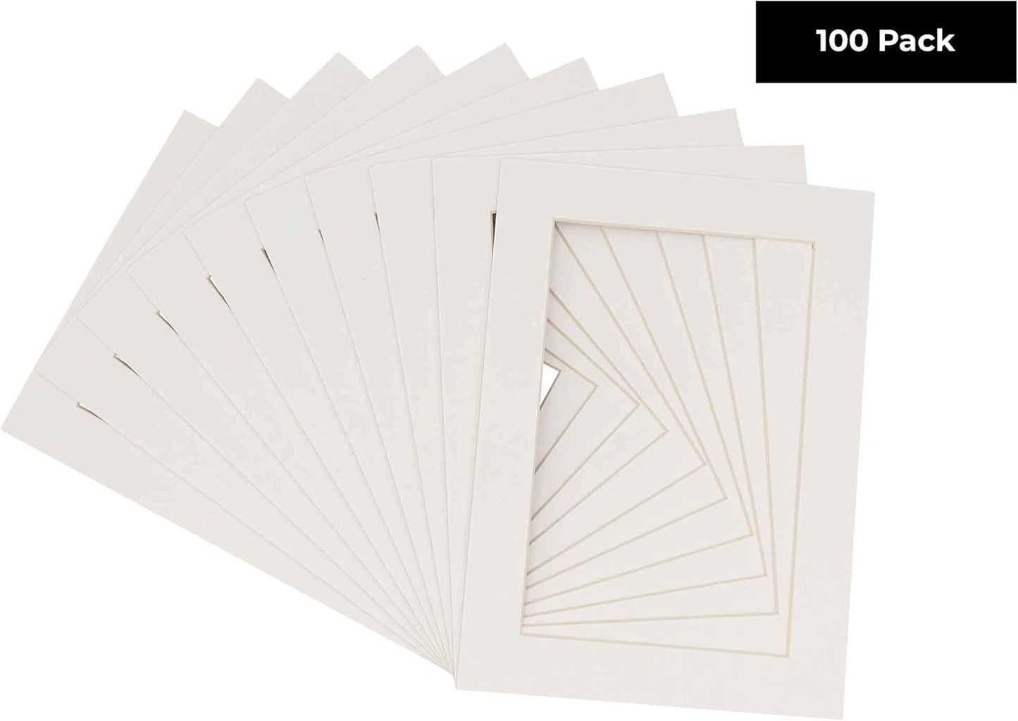 6x8 Mat for 8x10 Frame - Precut Mat Board Acid-Free Show Kit with Backing Board, and Clear Bags Textured White 6x8 Photo Matte Made to Fit a 8x10 Picture Frame Matboard for Framing, Pack of 100 Mats
