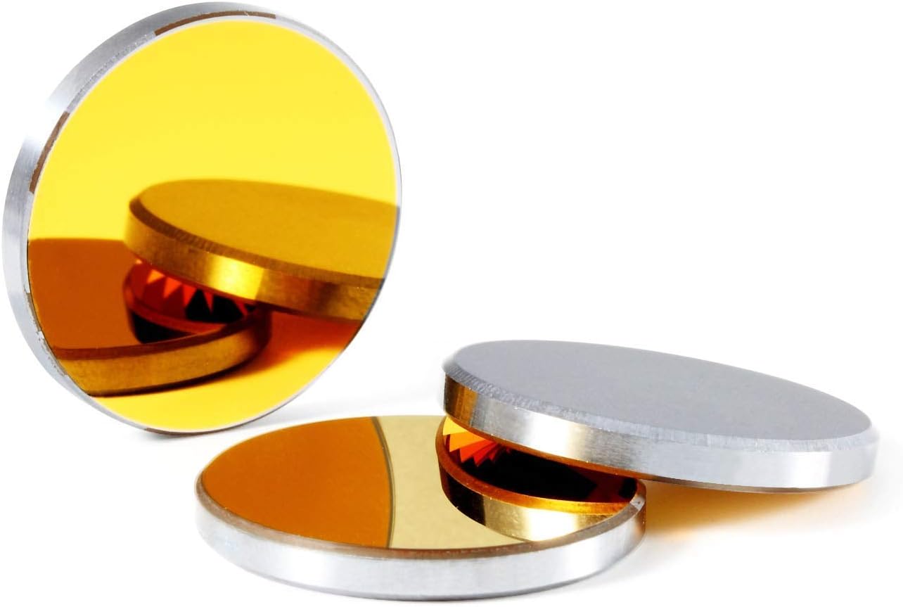 TEN-HIGH Si Reflective Lens CO2 Laser Lens Laser Mirror Gold-Plated Silicon Mirrors, for CO2 Laser Engraving Cutting Machine, Dia 25mm 3PCS