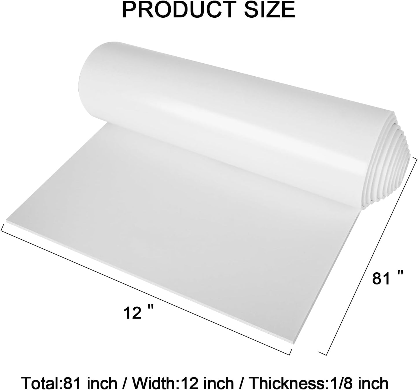 Neoprene Sponge Rubber Foam Sheets with Adhesive Backing, 12" x 81" x 1/8" White Foam Roll Insulation Board Soundproof Neoprene Mat, Great for Cosplay Padding, DIY, Gaskets, Costume, Crafts