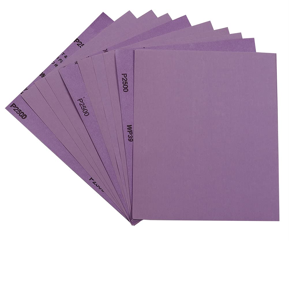 Sandpaper 2500 Grit, Wet Dry Sanding Sheets 9 x 11 Inch, Advanced White Fused Alumina Abrasive Sander Paper for Wood Furniture Finishing, Metal Sanding, Automotive Polishing,12-Sheets