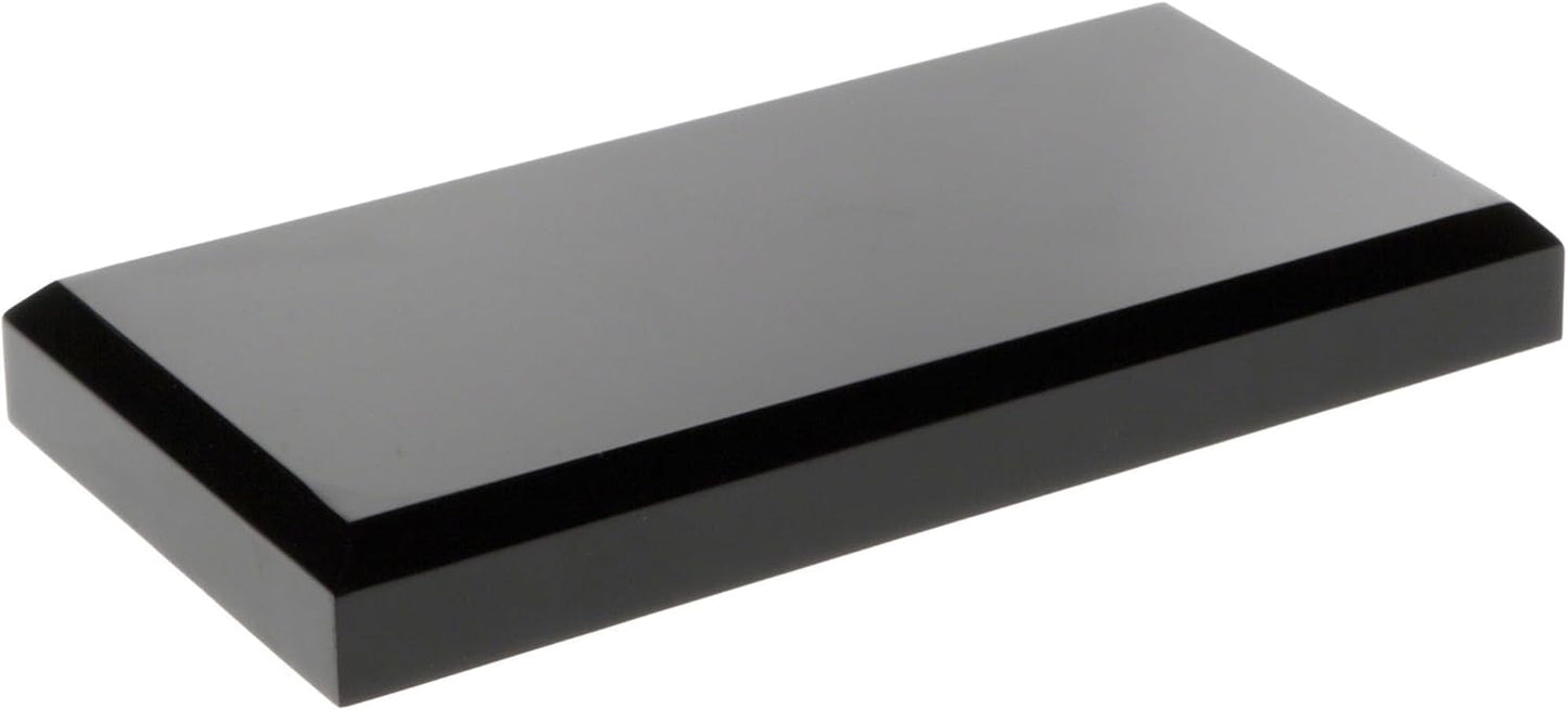 Plymor Black Acrylic Rectangular Beveled Display Base, 6" W x 3" D x 0.75" H, Pack of 3