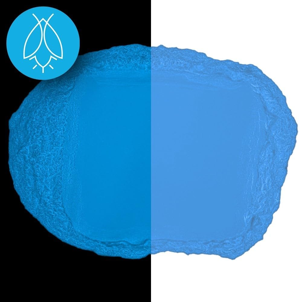 Glow in The Dark Pigment Powder - Neutral and Fluorescent Color for Art Painting, Fine Art, Nail Art Paint, and DIY Crafts - Long Lasting, 10+ Color Options - Fluorescent Blue - (60 Grams/ 2.12 oz)