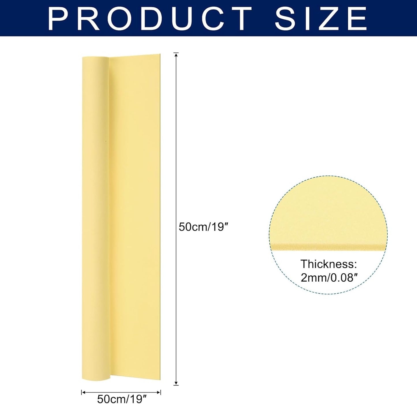 MECCANIXITY Foam Sheets Crafts 19x19 Inch 2mm EVA Craft Foam Paper Foam Sheets for Crafts Projects DIY Cosplay Modeling, Light Yellow