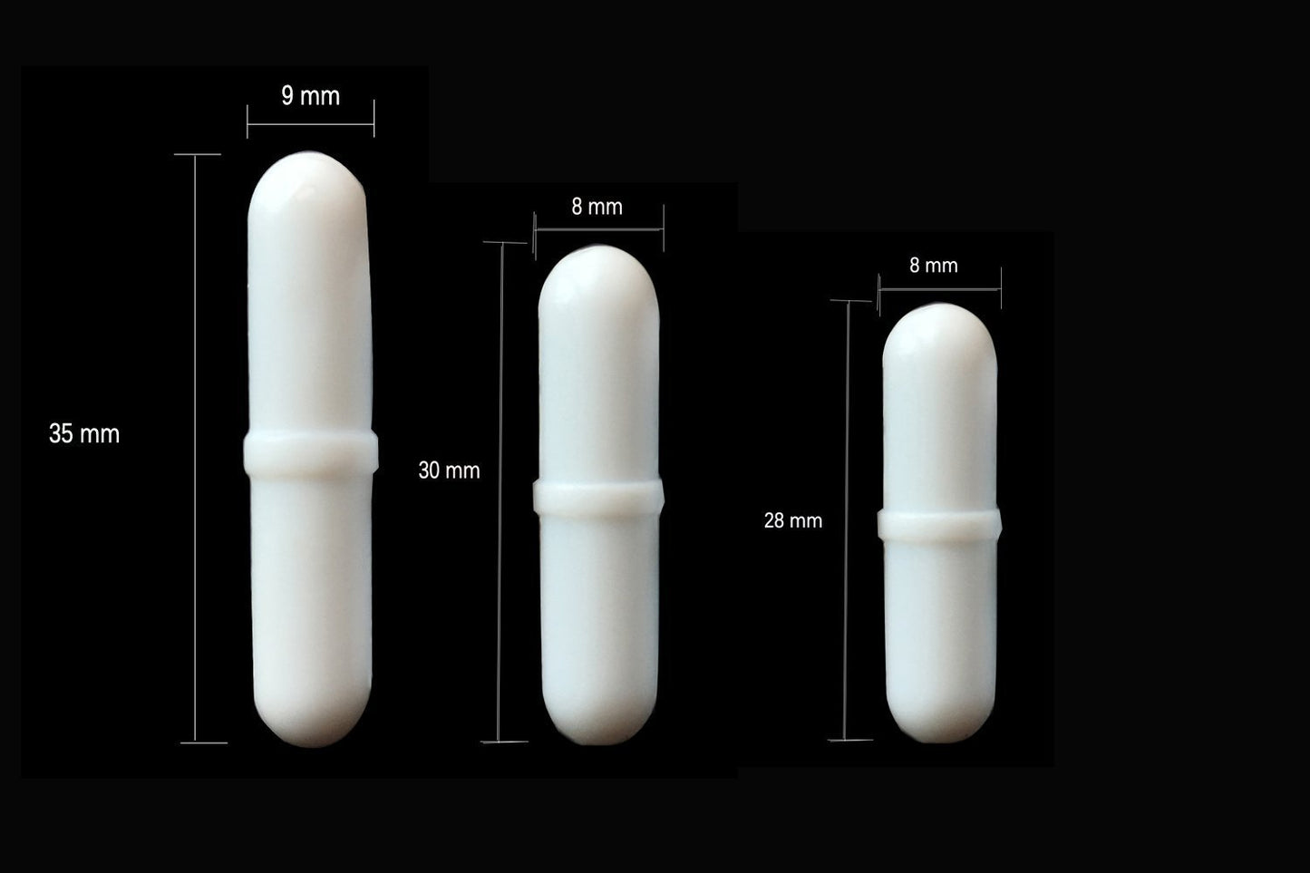 PTFE Magnetic Stirrer Mixer Stir Bar Spinbar Stirring (35mm, 30mm, 28mm, 25mm, 20mm, 12mm, 10mm)