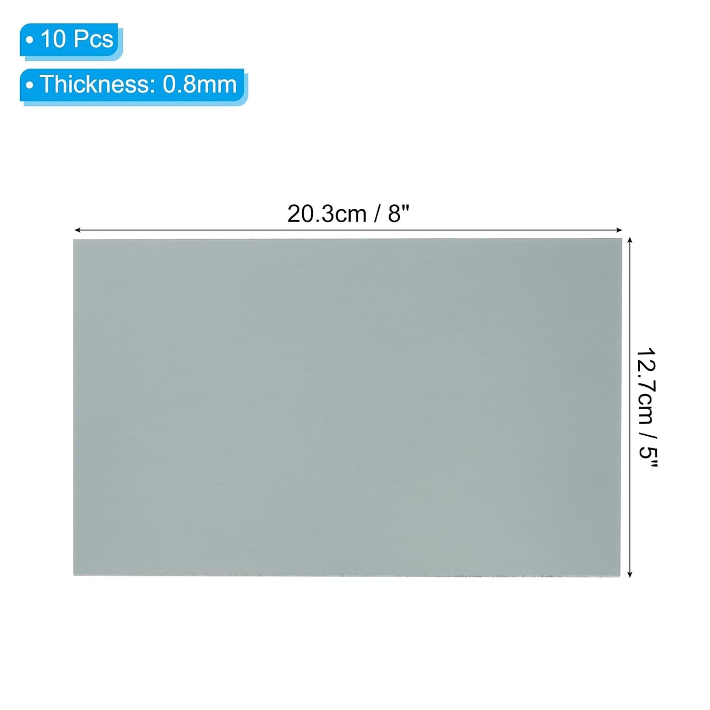 PATIKIL 5x8 Inch Anodized Aluminum Sheet Metal, 10Pcs Laser Plates Engraving Blanks 0.5MM Thin Rectangle for Crafting DIY House Laser Engraving, Gray