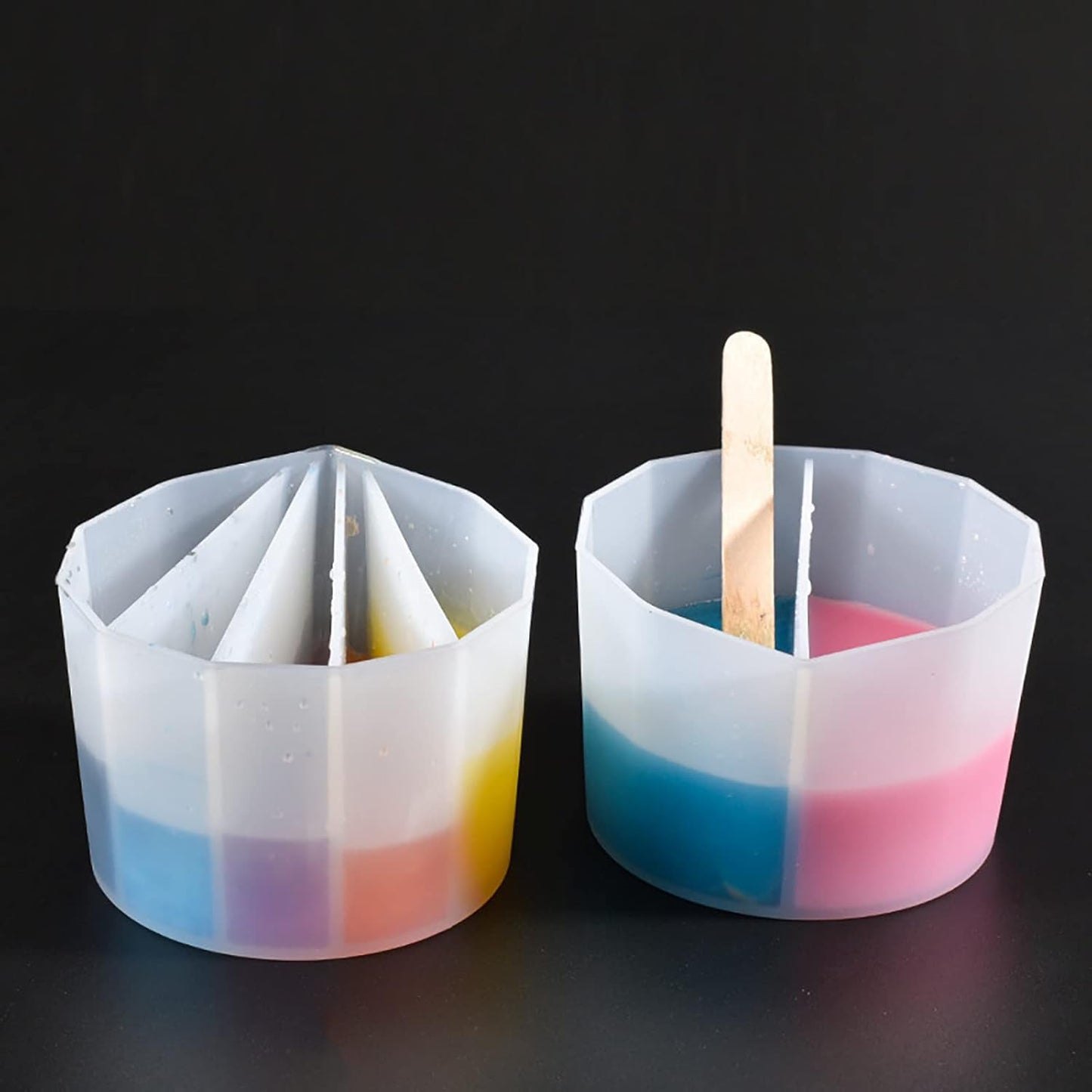 4pc Resin Split Cup Set - Silicone Portion Cups for Clay Mold, Candle Making & Craft Supplies - 3D Silicone Molds for Resin Casting