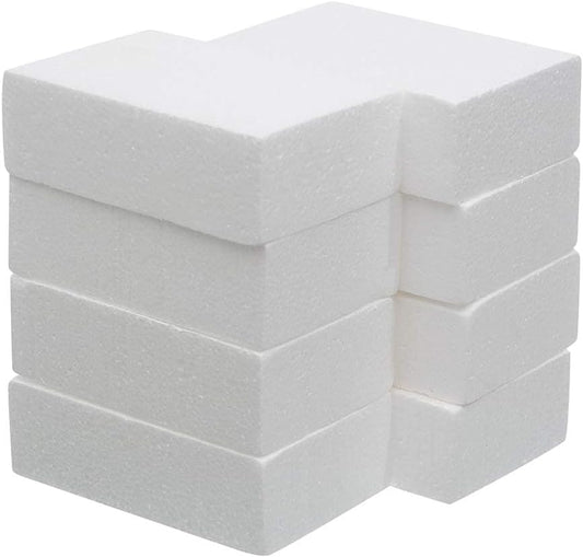 Crafare 8 Pack Craft Foam Blocks 8X4X2 Inch Polystyrene Brick Rectangle for Arts,School Modeling Projects Sculptures,Floral Arrangements,Party Table Centerpieces