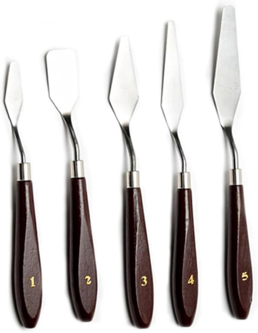 Artist Painting Knives Set - 5 Pieces Painting Knives Stainless Steel Spatula Palette Knife Oil Painting Accessories Color Mixing Set for Oil, Canvas, Acrylic