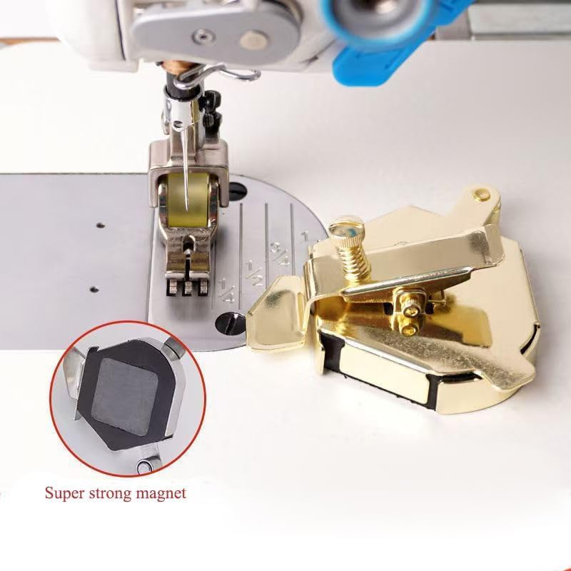 Bequilter Upgraded Multifunctional Magnetic Seam Guide for Sewing Machines, Adjustable Sewing Guide for Precise Stitching, Universal Sewing Supplies and Accessories (Silver)