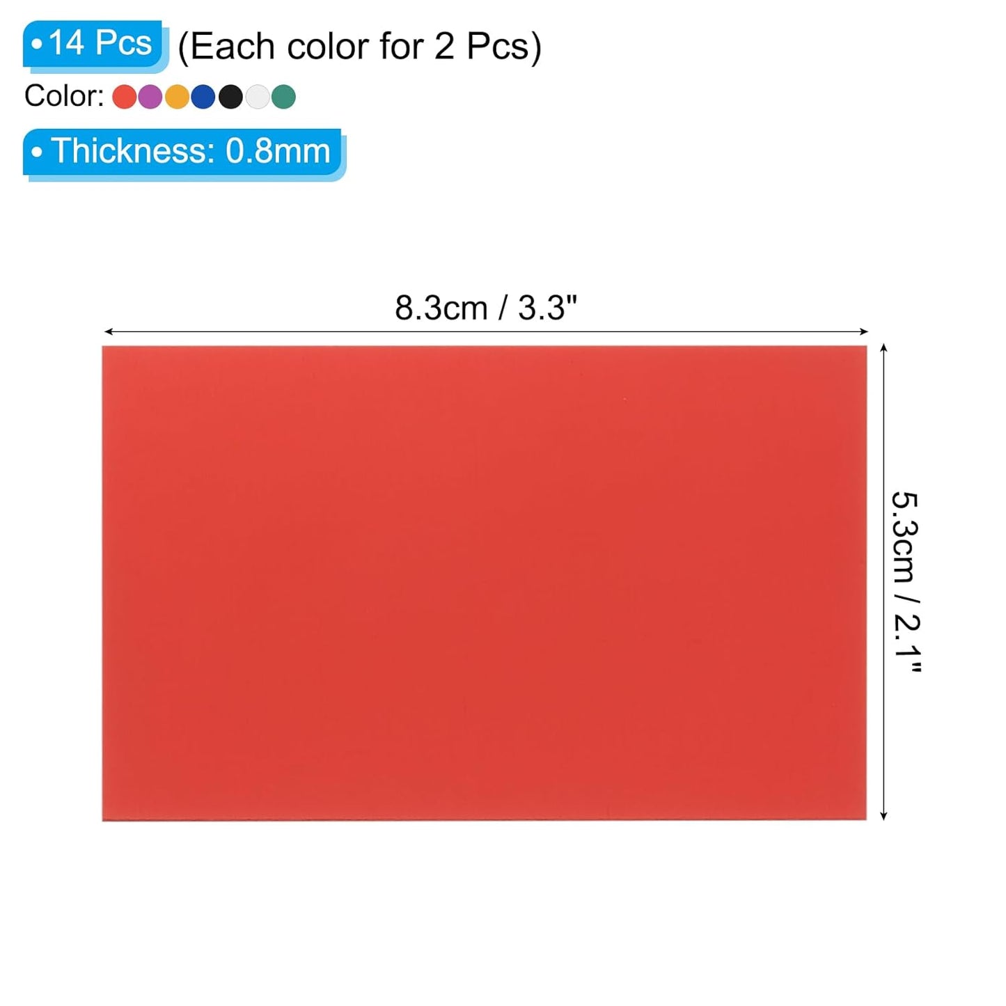 PATIKIL 2.1x3.3 Inch Anodized Aluminum Sheet Metal, 14Pcs Laser Plates Engraving Blanks 0.5MM Thin Rectangle for Crafting DIY Laser Engraving, Silver/Black/Blue/Green/Yellow/Red/Purple