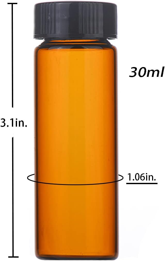 30ml Amber Small Glass Vials 30pcs with Screw Caps(30pcs)