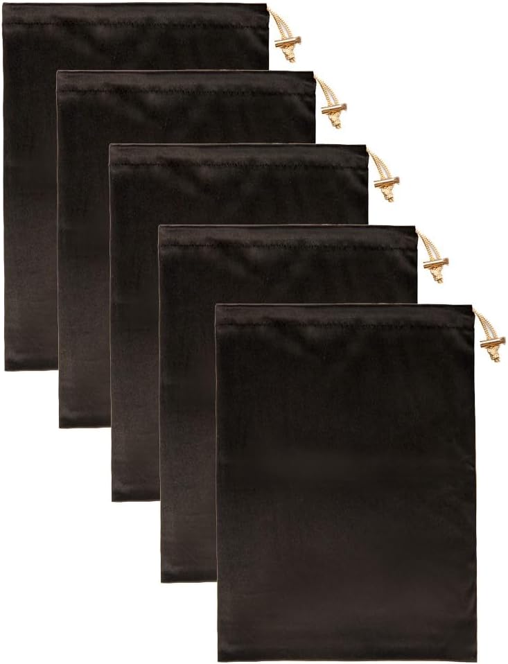 Valante Set of Microfiber Drawstring Storage Bags for Intimate Products (Large Black Set)