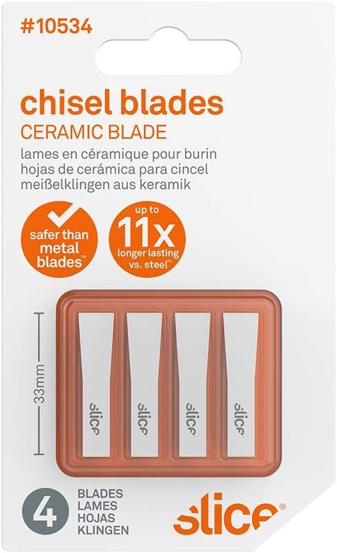 Slice 10534 Chisel Blade, Finger-Friendly Edge, Safer Choice, Never Rusts, Lasts 11x Longer Than Metal, Precision Scraping, Scratchboard Art, Sculpting
