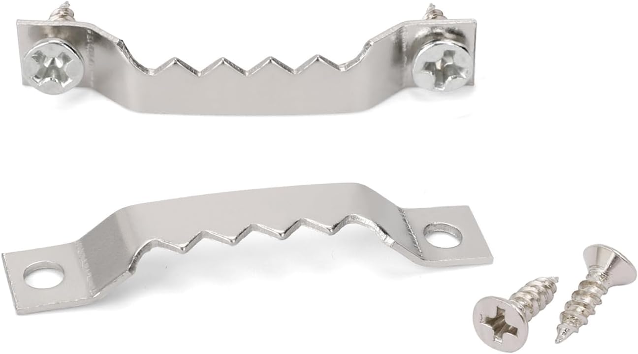Small Sawtooth Picture Hangers 50 Pack Steel Sawtooth Hangers with Screws for Hanging Canvas Photos Frame Clock Paintings Artwork (Silver)