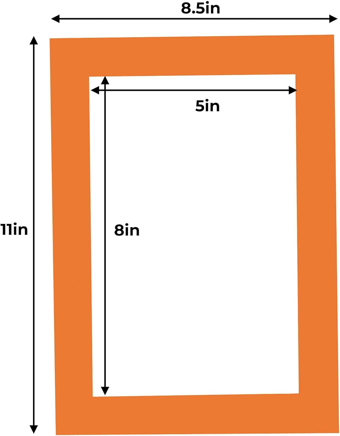 5.5x8.5 Mat for 8.5x11 Frame - Precut Mat Board Acid-Free Orange 5.5x8.5 Photo Matte for a 8.5x11 Picture Frame, Premium Matboard for Family Photos, Show Kits, Art, Picture Framing, Pack of 10 Mats