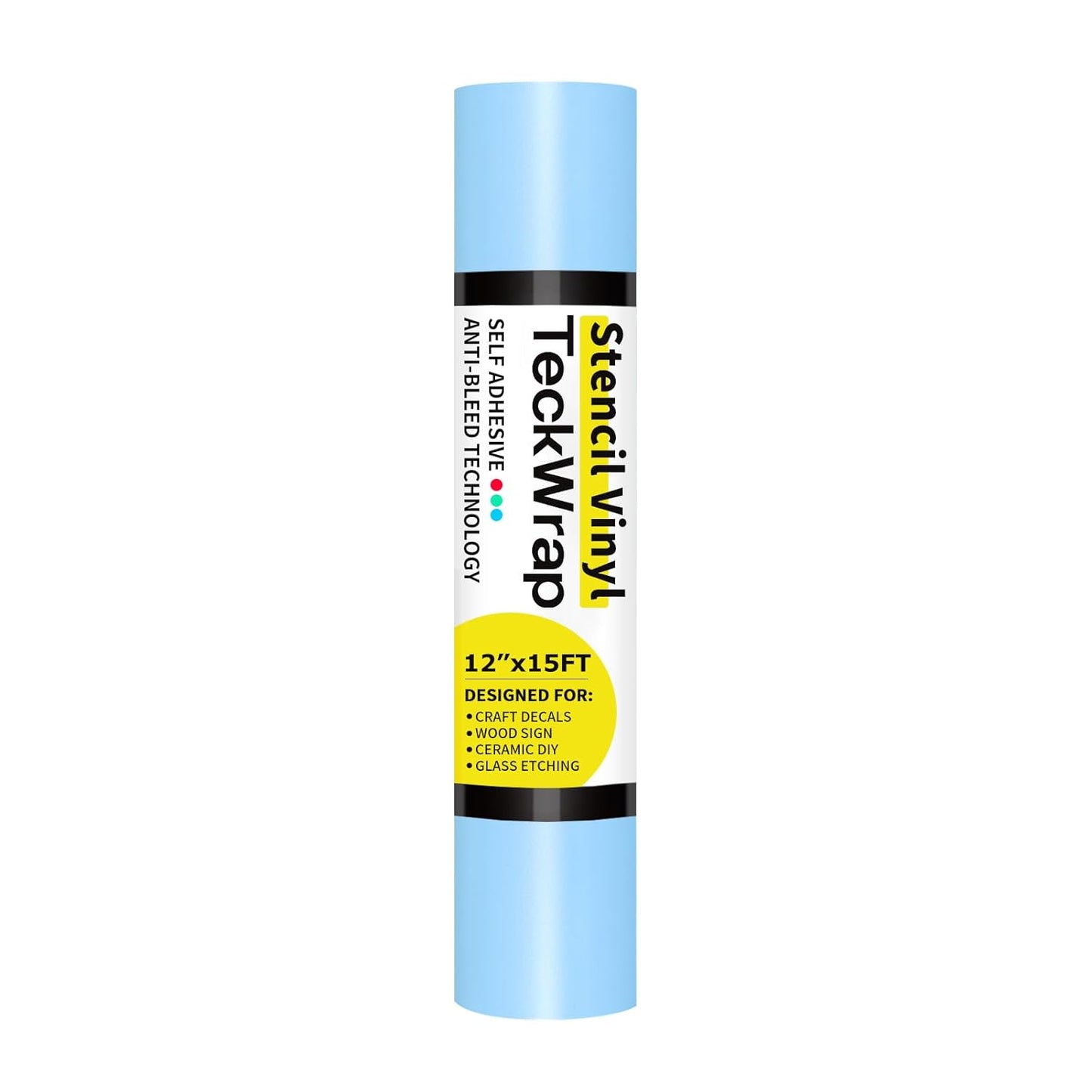 TECKWRAP Blue Stencil Vinyl - Transfer Tape Removable Vinyl- Easy to use, No Residue, Multi-Purpose (12” x 15FT)
