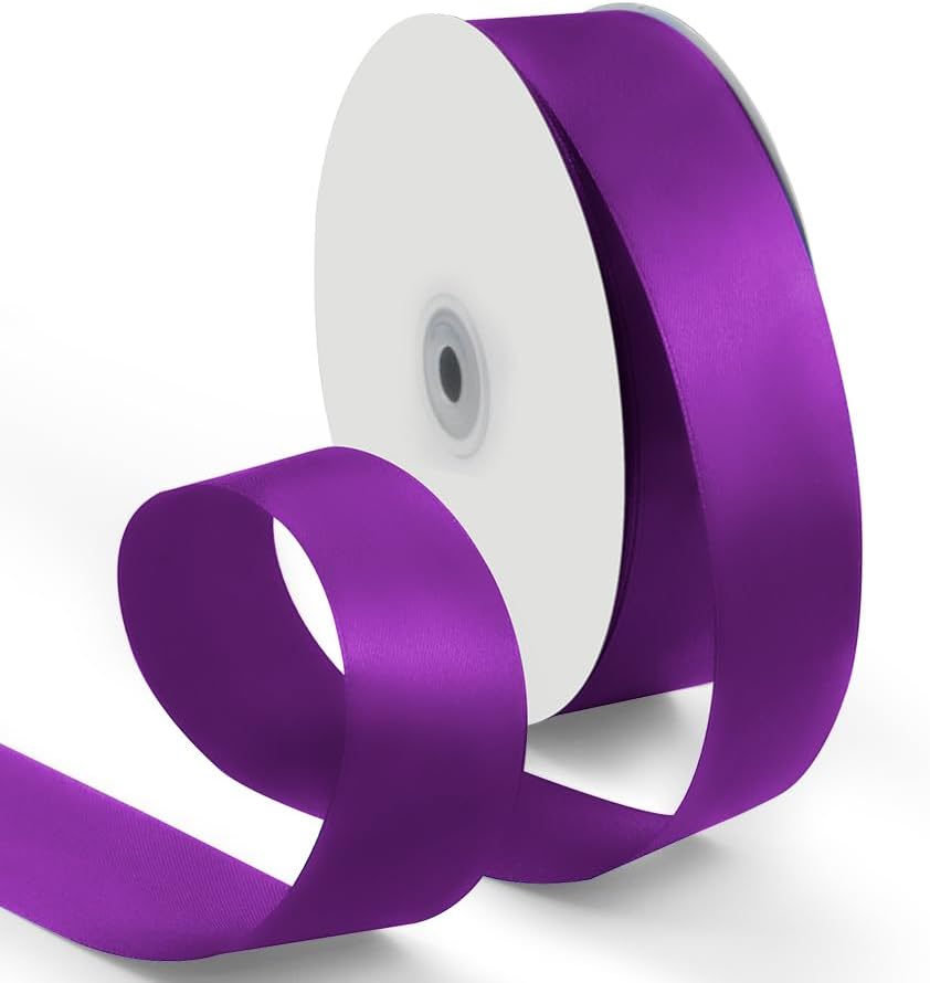 1-1/2 Inch 100 Yards Satin Ribbon Purple, Solid Color Fabric Ribbon for Gift Wrapping, Wedding, Polyester Gift Ribbon for Birthday Party Decoration, Craft, Hair, Floral, Sewing