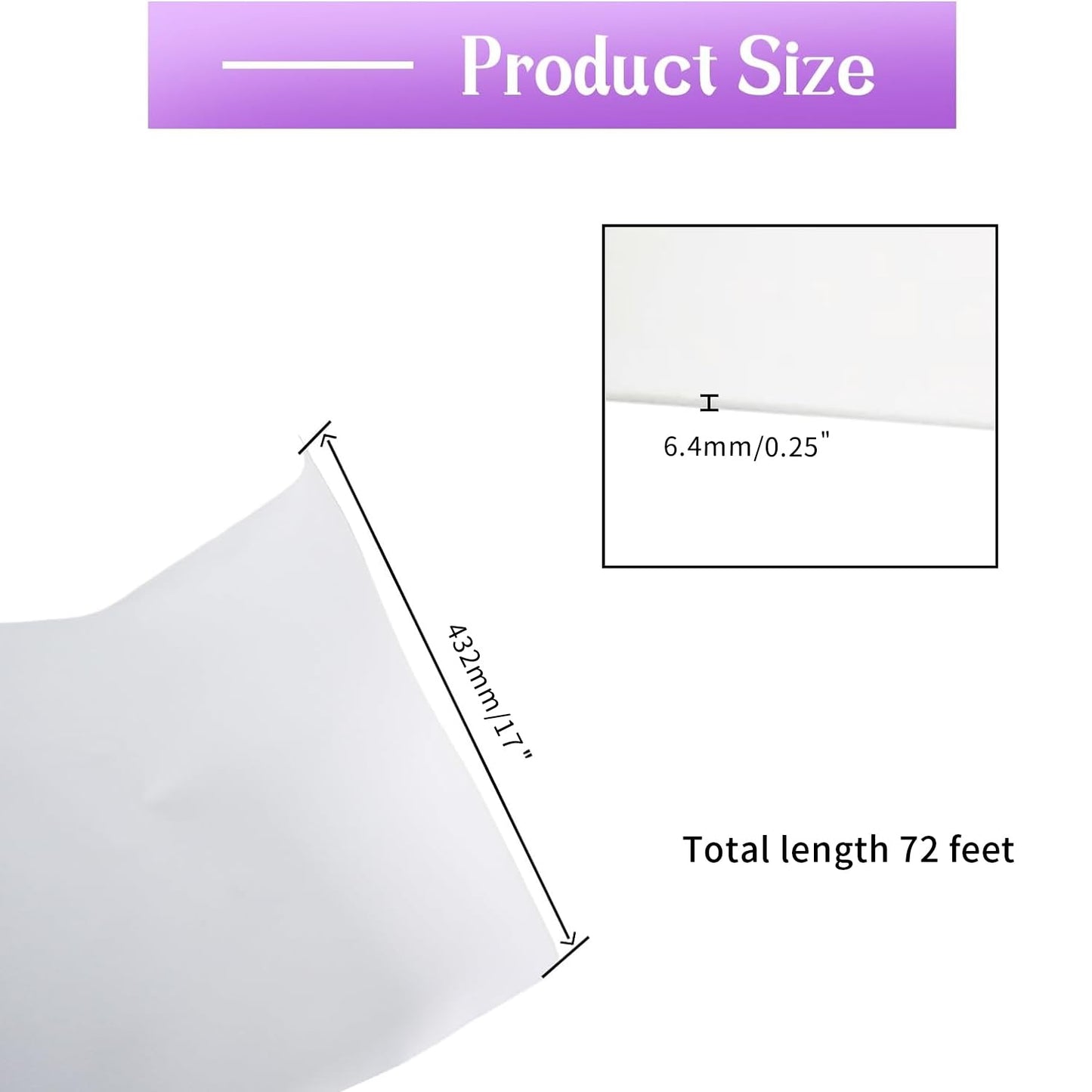 Closed Cell Neoprene Foam Rubber Sheet with Adhesive - 72 x 17 x 1/4 Inch Multi-Function Insulation, Soundproofing, and Weatherproof Foam Padding Easy Cut DIY, White