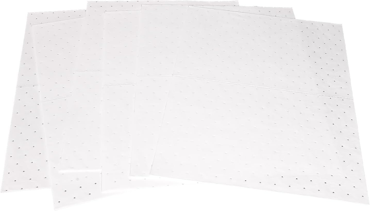 PONO 15x20 in Oil Absorbent Pads, 200 Pcs White Heavy Weight Oil-Only Absorbent Pad,Used for Oil Spill Cleaning in Garage Workshop, Reusable, Washable, Durable