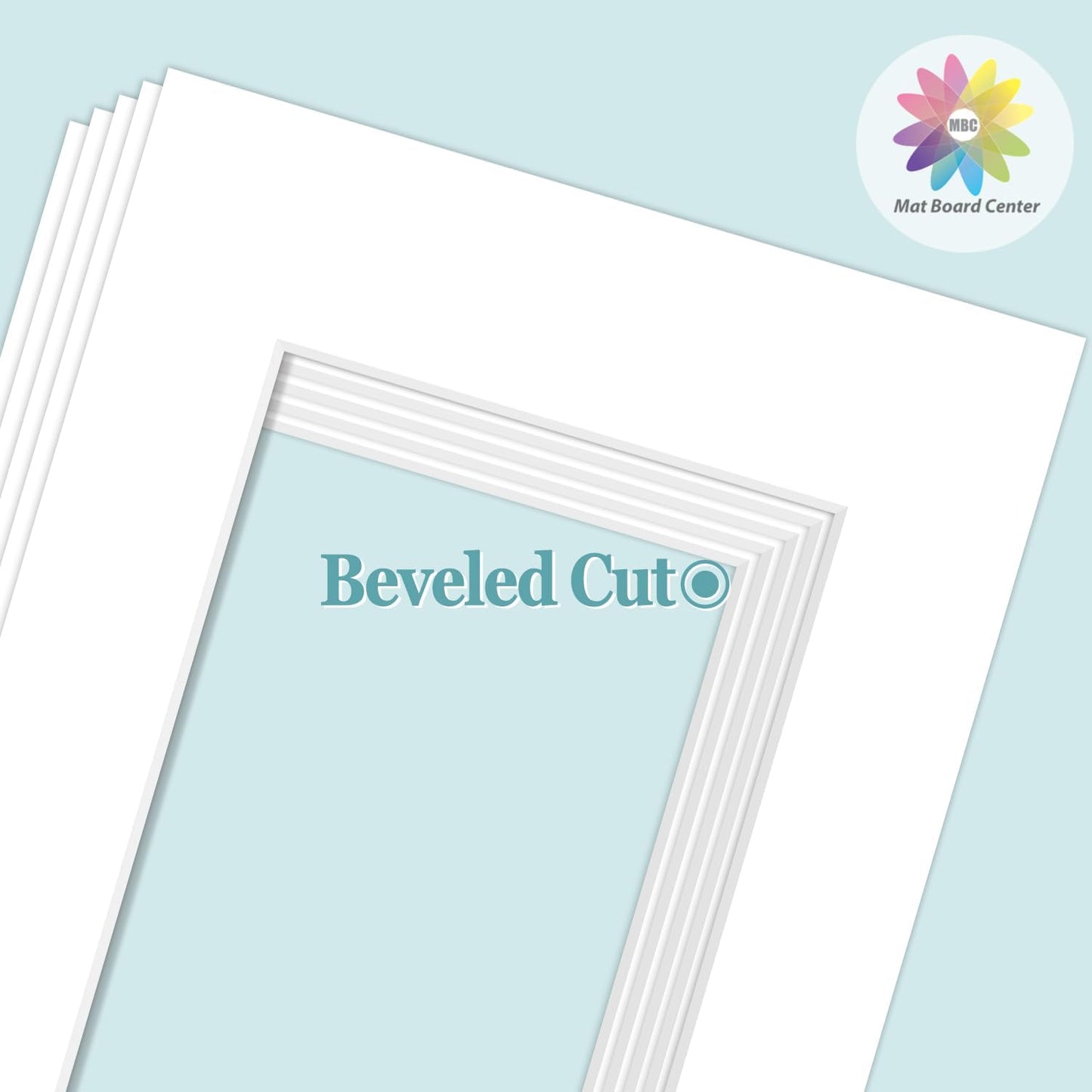 MBC Mat Board Center, 5 Pack 8x10 for 6x8 White Picture Mats Frame Mattes, Bevel Cut, Acid Free, 4-ply Thickness