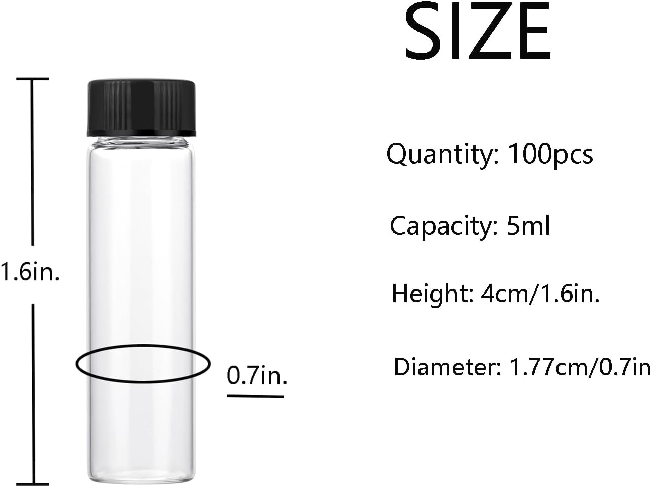 5ml Clear Small Glass Vials 100pcs with Screw Caps(100pcs)