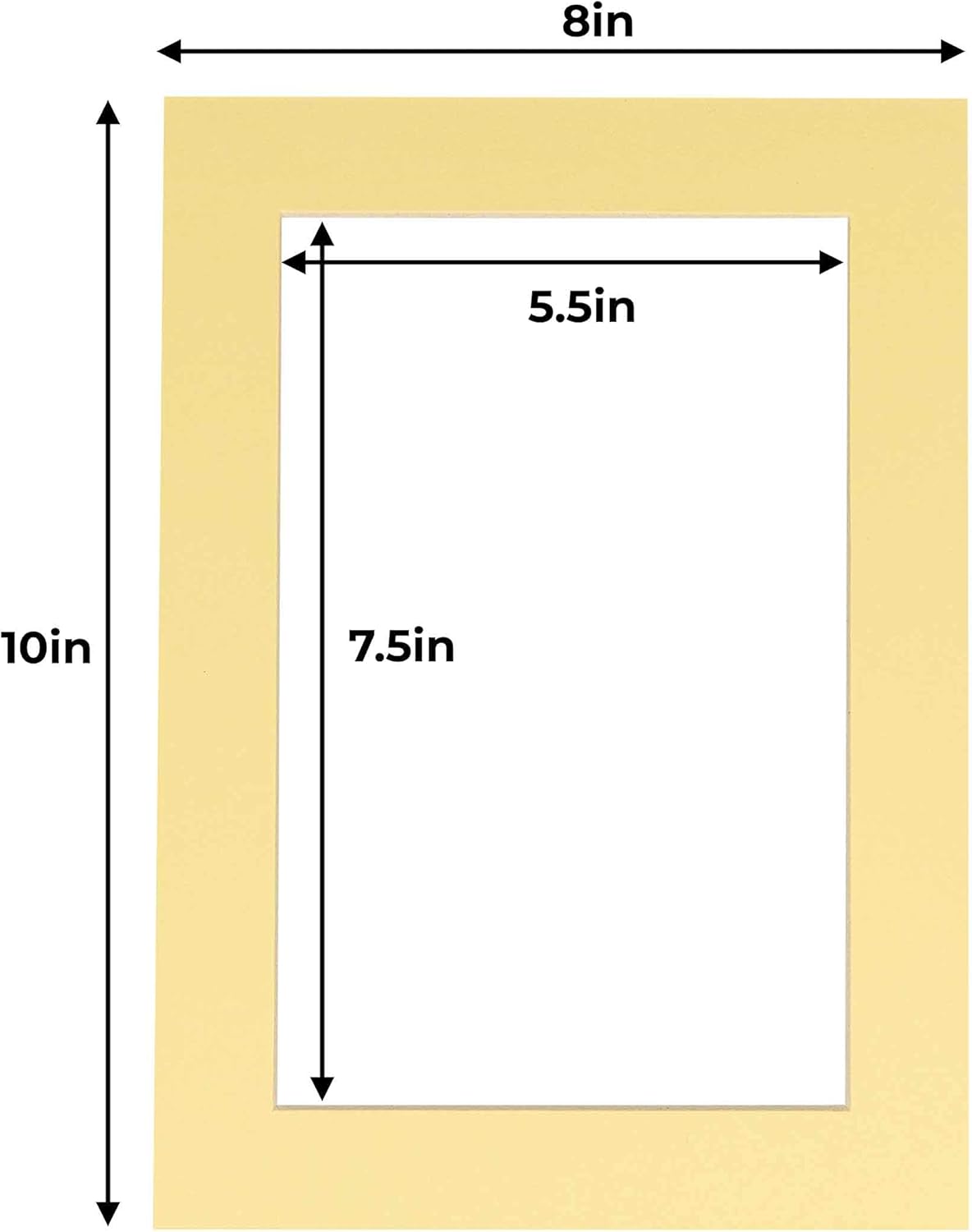 6x8 Mat for 8x10 Frame - Precut Mat Board Acid-Free Show Kit with Backing Board, and Clear Bags Soft Yellow 6x8 Photo Matte Made to Fit a 8x10 Picture Frame Matboard for Framing, Pack of 25 Mats