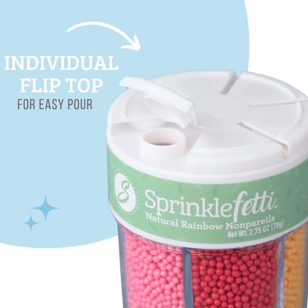 Sweets Indeed Dye-Free Rainbow Sprinkle Mix – 2.75 oz 6-Cell Jar | Natural Rainbow Sprinkles in Dye-Free Colors | Clean-Label Baking Decorations for Cookies, Cupcakes & Desserts