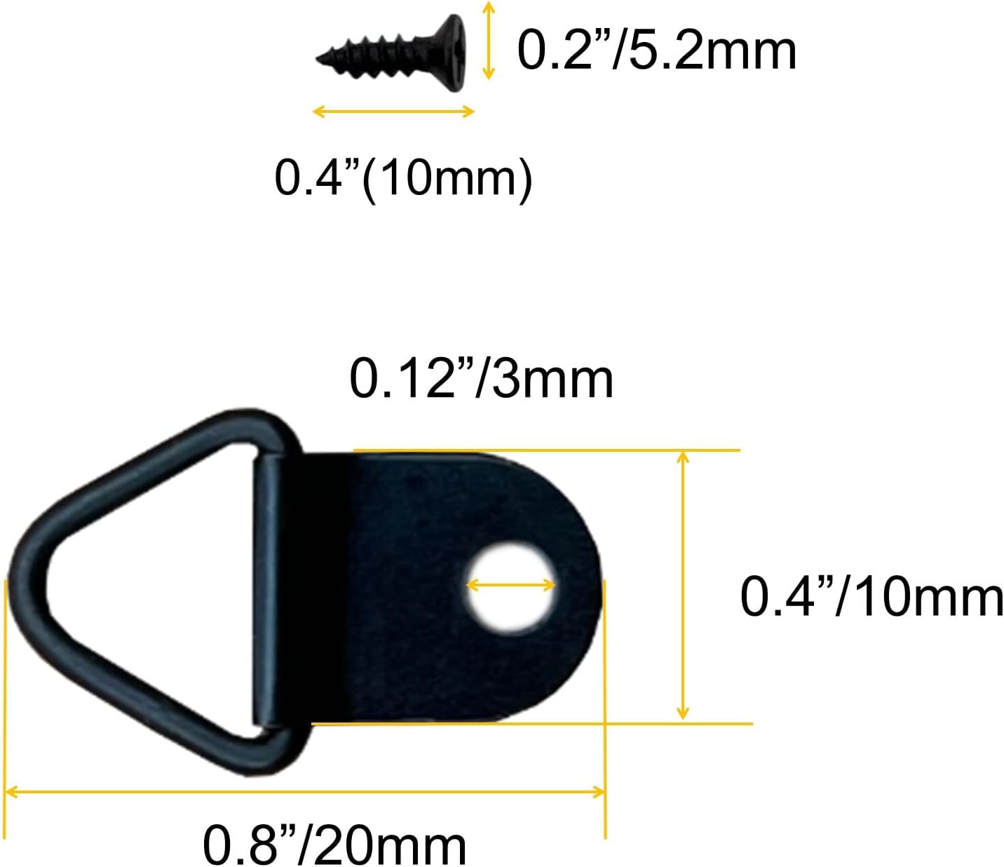 Small Triangle Ring Steel Picture Hangers with Screws Picture Frames Picture Hang Solutions for Hanging Clock Paintings Artwork Picture Frame Hook Photos(100 Pack Black )