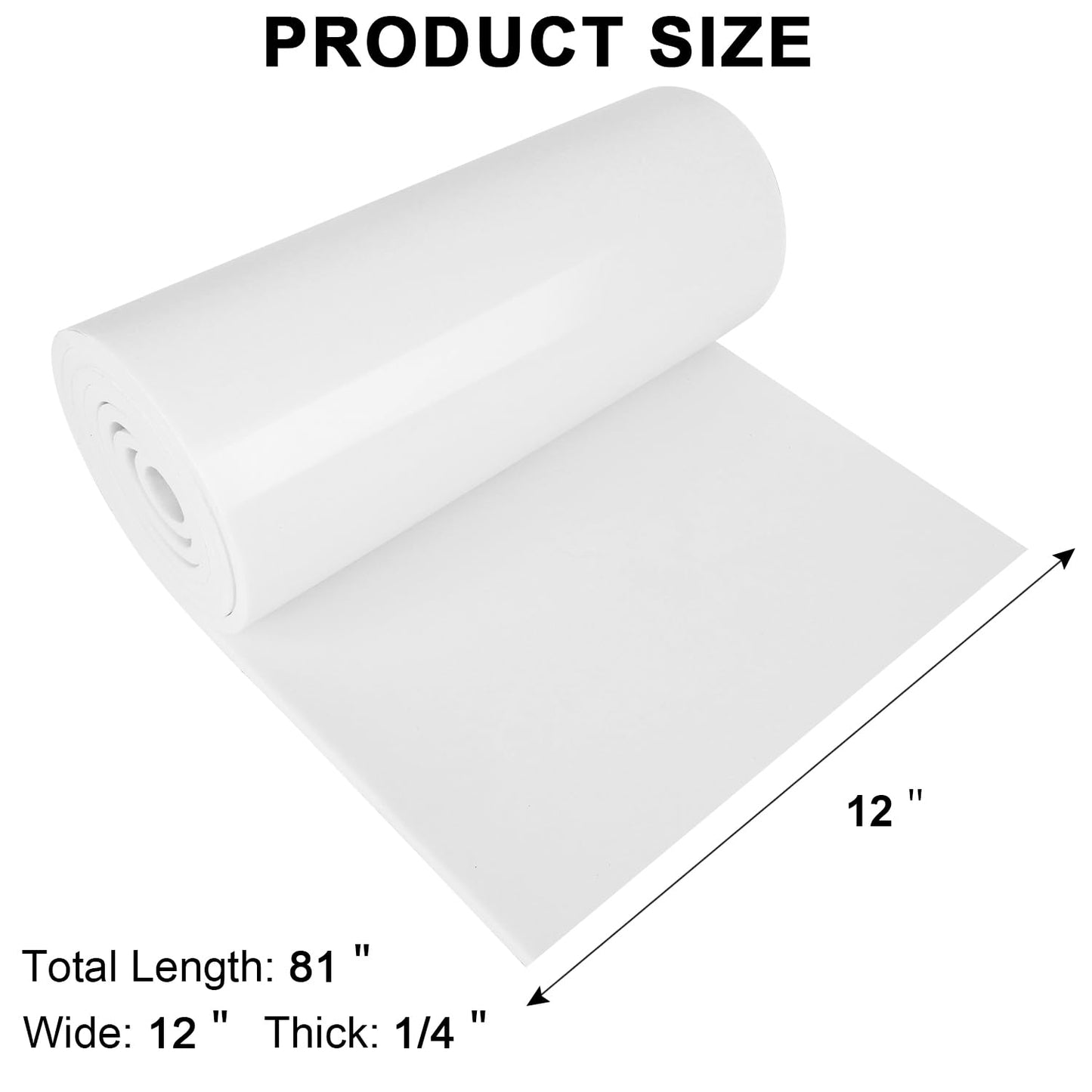 Sponge Neoprene Foam Rubber Sheet with Adhesive, 12 in x 81 in x 1/4 in Multi-Function Soundproof High Density Waterproof Rubber Mat, Perfect Cosplay Easy Cut DIY Neoprene Padding Roll - White