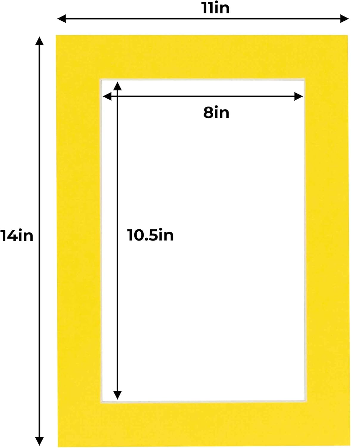 11x14 Mat for 8.5x11 Photo - Precut Yellow Picture Matboard for Frames Measuring 11 x 14 Inches - Bevel Cut Matte to Display Art Measuring 8.5 x 11 Inches - Acid Free Pack of TEN MATS