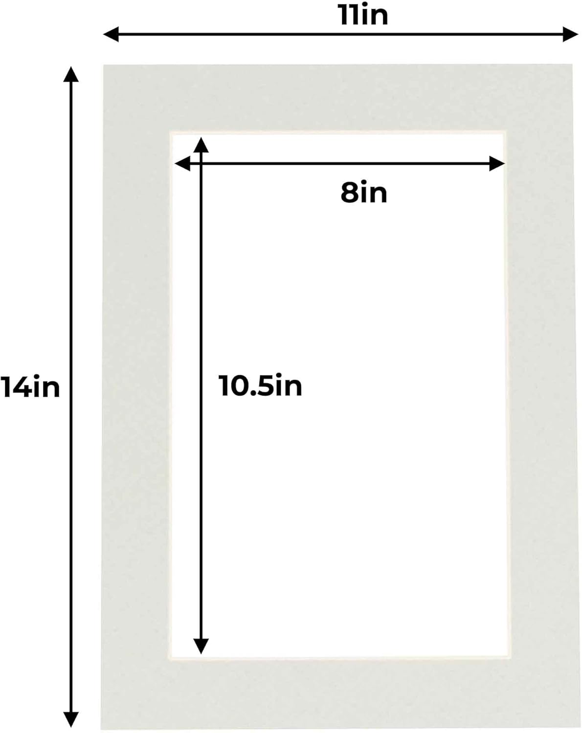 11x14 Mat for 8.5x11 Photo - Precut Grey Picture Matboard for Frames Measuring 11 x 14 Inches - Bevel Cut to Display Art 8.5 x 11 Inches - Acid Free ONE MAT with Backing Board & Clear Bag