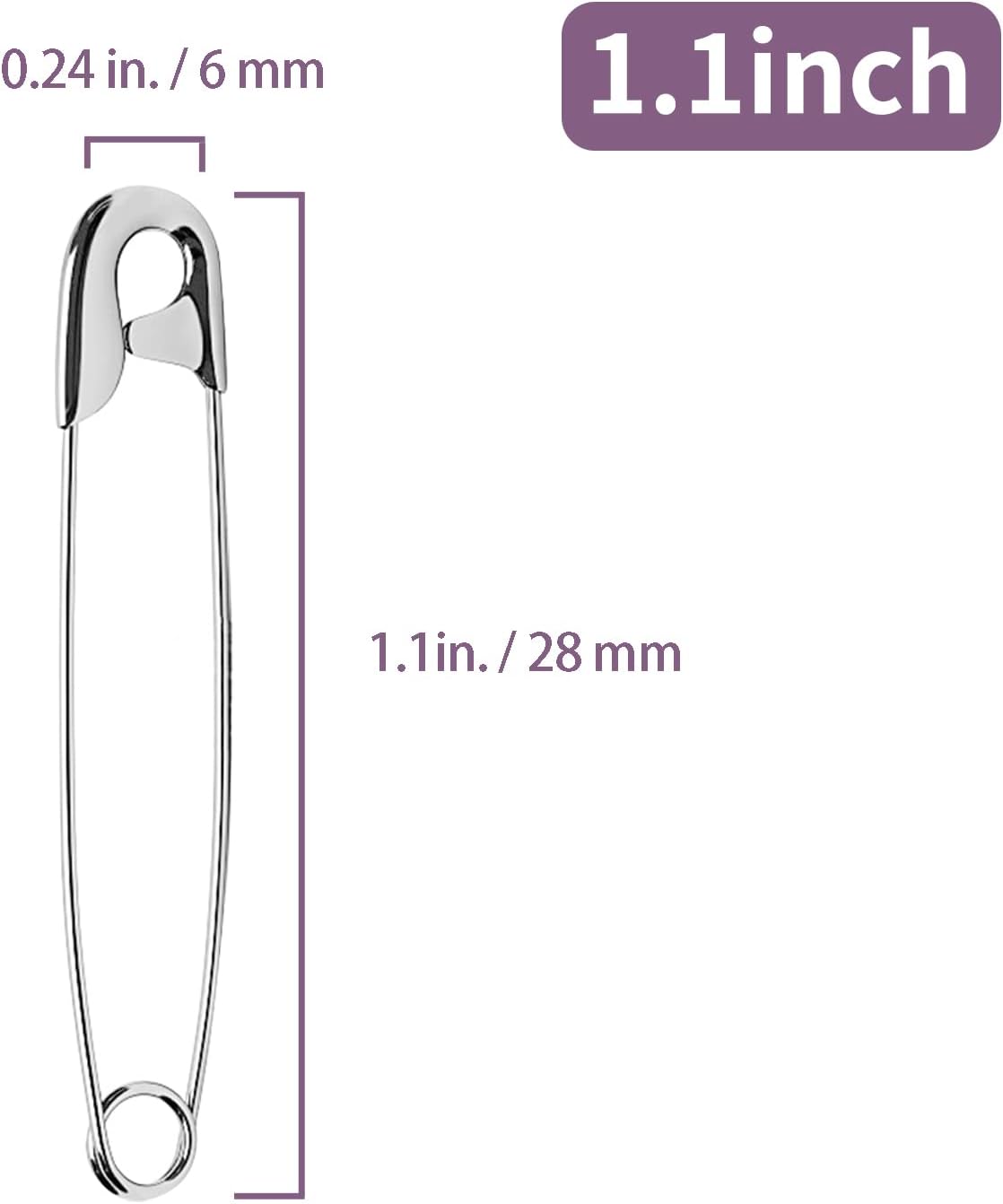 2000Pcs Assorted Safety Pins - 1.1 Inch Rust-Resistant Steel Wire Silver Sewing Pins for Clothes, Small 1 Inch Bulk for Crafts Use