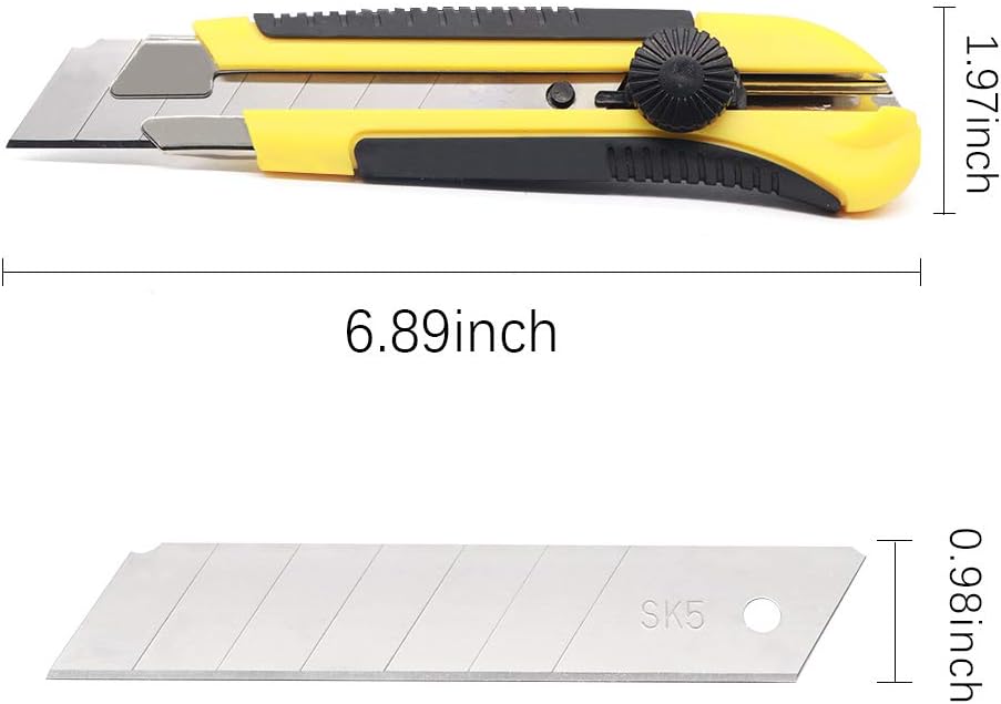 24 Pack Utility Knife, Retractable Box Cutter for Cartons, Cardboard and Boxes, 25mm Wider Razor Sharp Blade, Smooth Mechanism, Perfect for Office and Home use