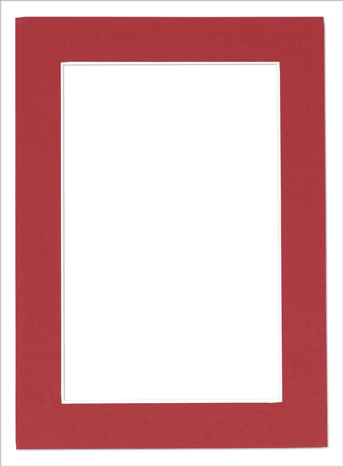 Pack of 25 Acid Free 8x10 Mats Bevel Cut for 5x8 Photos - Deep Red Precut Matboards With Backing Boards and Clear Photo Mat Bags For Pictures, Photos, Framing - 4-ply Thickness