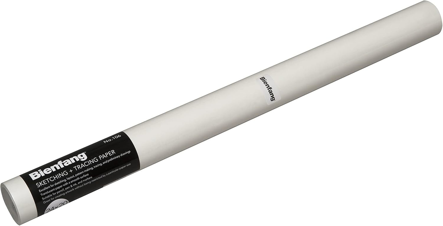 Bienfang Sketching & Tracing Paper Roll, White, 24 Inches x 20 Yards - for Drawing, Trace, Sketch, Sewing Pattern