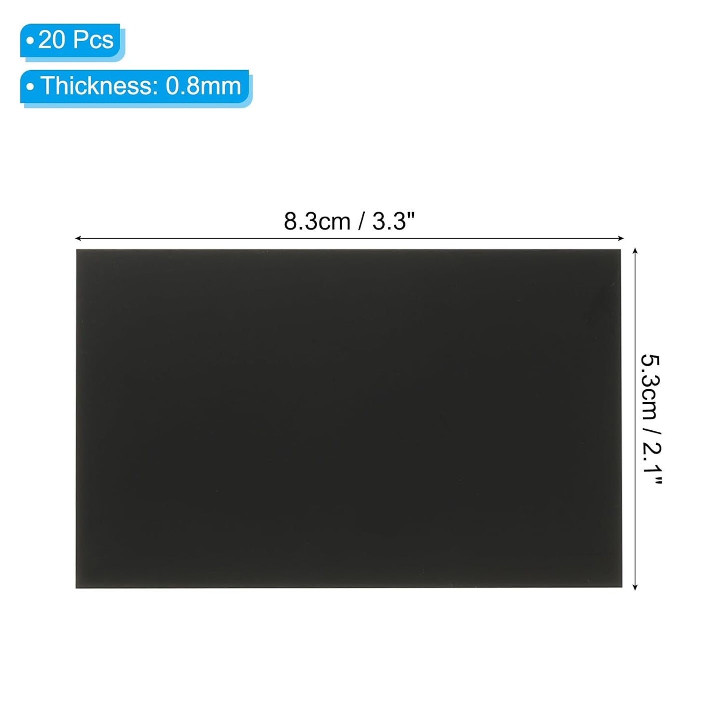 PATIKIL 2.1x3.3 Inch Anodized Aluminum Sheet Metal, 20Pcs Laser Plates Engraving Blanks 0.5MM Thin Rectangle for Crafting DIY House Laser Engraving, Black