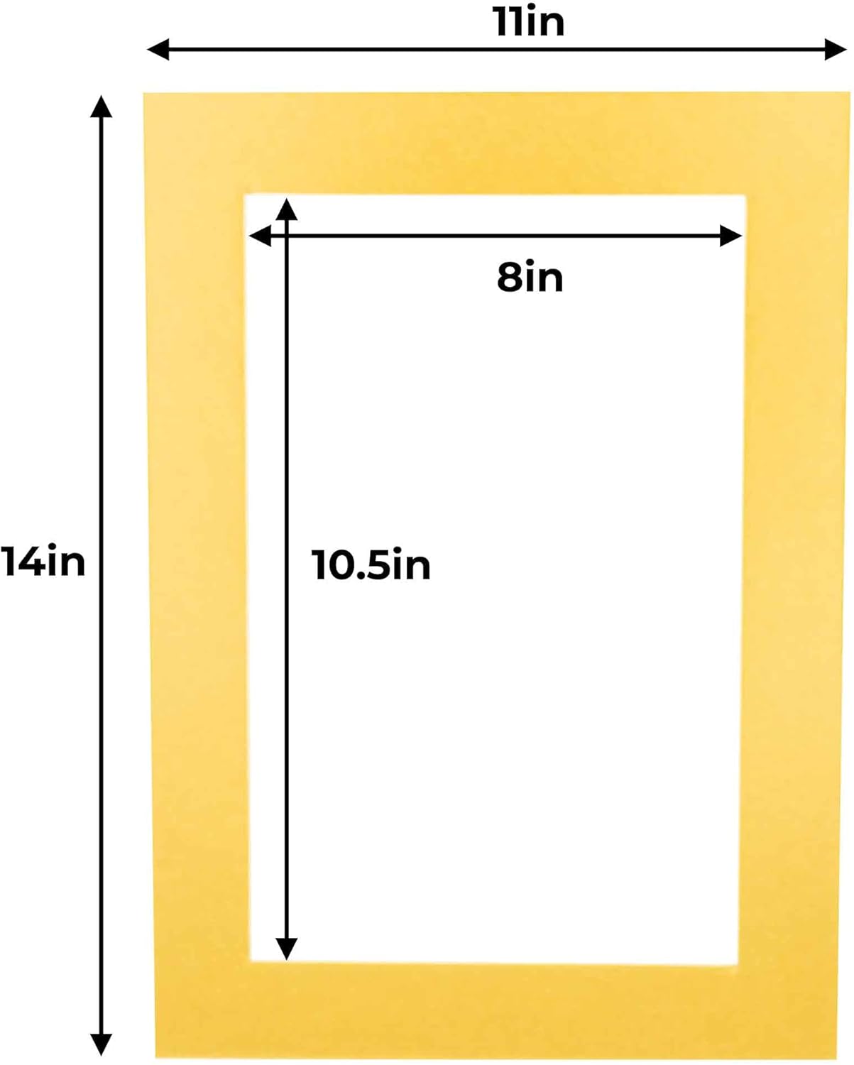 11x14 Mat for 8.5x11 Photo - Precut Metallic Gold Picture Matboard for Frames 11 x 14 Inches - Bevel Cut to Display Art 8.5 x 11 Inches - Acid Free Pack of 25 MATS with Backing Boards & Clear Bags