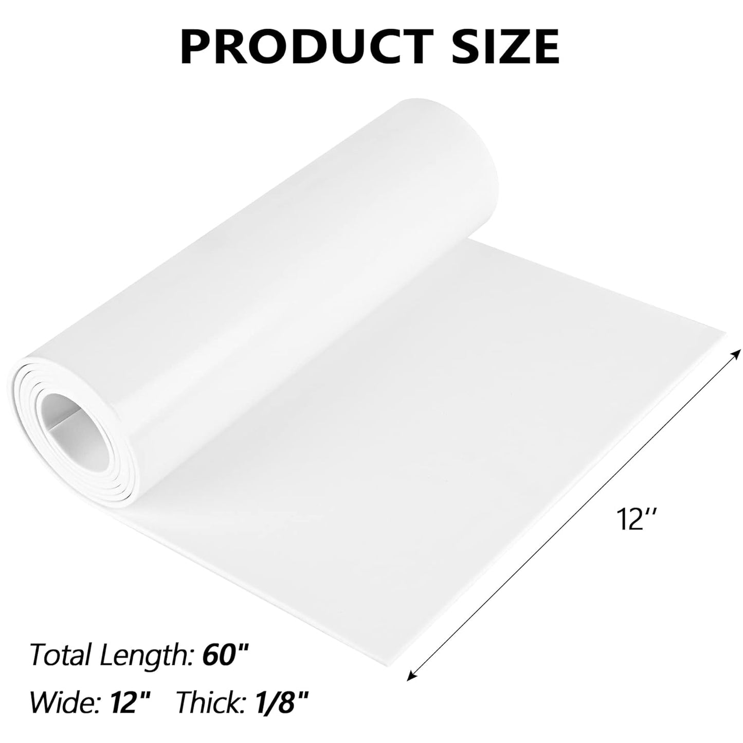 Sponge Neoprene Foam Rubber Sheet with Adhesive, 12 in x 60 in x 1/8 in Multi-Function Soundproof High Density Waterproof Rubber Mat, Perfect Cosplay Easy Cut DIY Neoprene Padding Roll - White