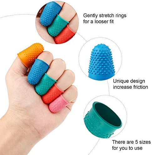 32 Pieces Rubber Finger Pads Tips Silicone Hot Finger Protectors Thimble Office Cover with Assorted Sizes for Counting Collating Sorting Task Hot Glue Sewing Office Supplies