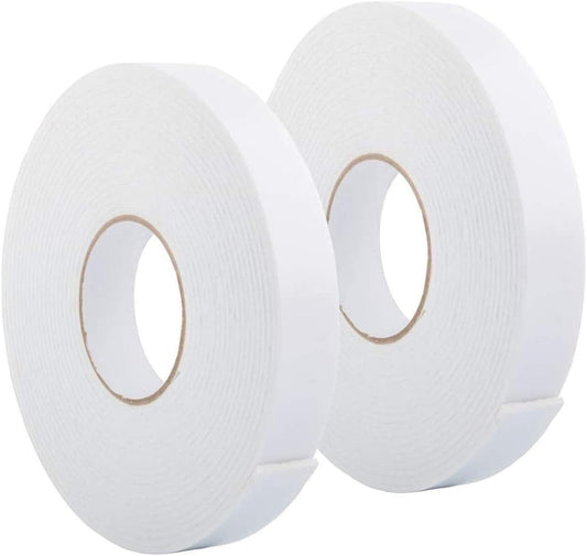 Double Sided Foam Tape 1.18In x 33FT 2 Pack, Mounting Tape Heavy Duty, Strong Adhesive Weatherproof Seal Strips for DIY Craft Picture Poster, Car & Gap Filling Mountings, Home Office Decor (White)