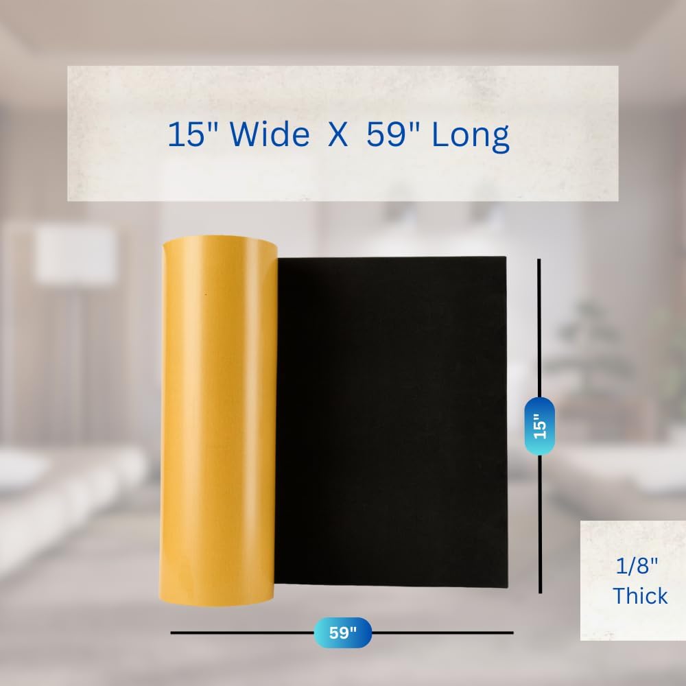 Premium High Density EVA Foam Sheet with Adhesive Backing 15” x 59” Black Foam Mat - Craft Foam Sheet for Cosplay Costume, Crafts, Padding, DIY Projects and Insulation Weather Stripping Sheets Roll