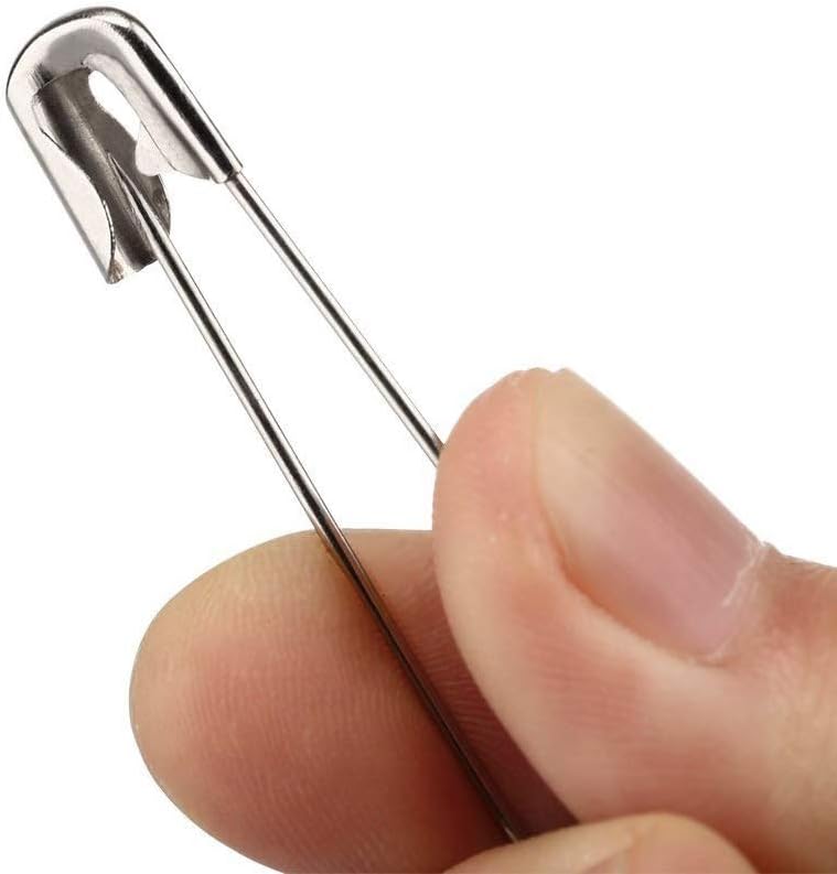 vrupin 100PCS-2.2In Safety Pins,Stainless Steel Safety Pins,Safety Pins Bulk Metal Silver Sewing Pins Clothing Clips Tool 55mm Decorative Safety pins