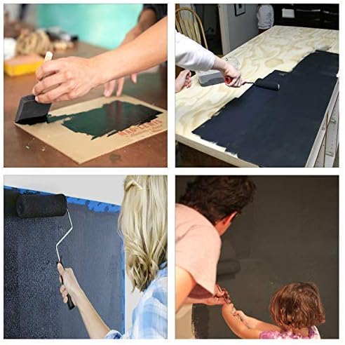 Chalkboard Blackboard Paint - Brush on Wood, Metal, Glass, Wall, Plaster Boards Sign, Frame or Any Surface. Use with Chalk Pen Wet Erase, Non-Toxic - Matte Finish [Black] - (8.5oz Cover 32 sf)