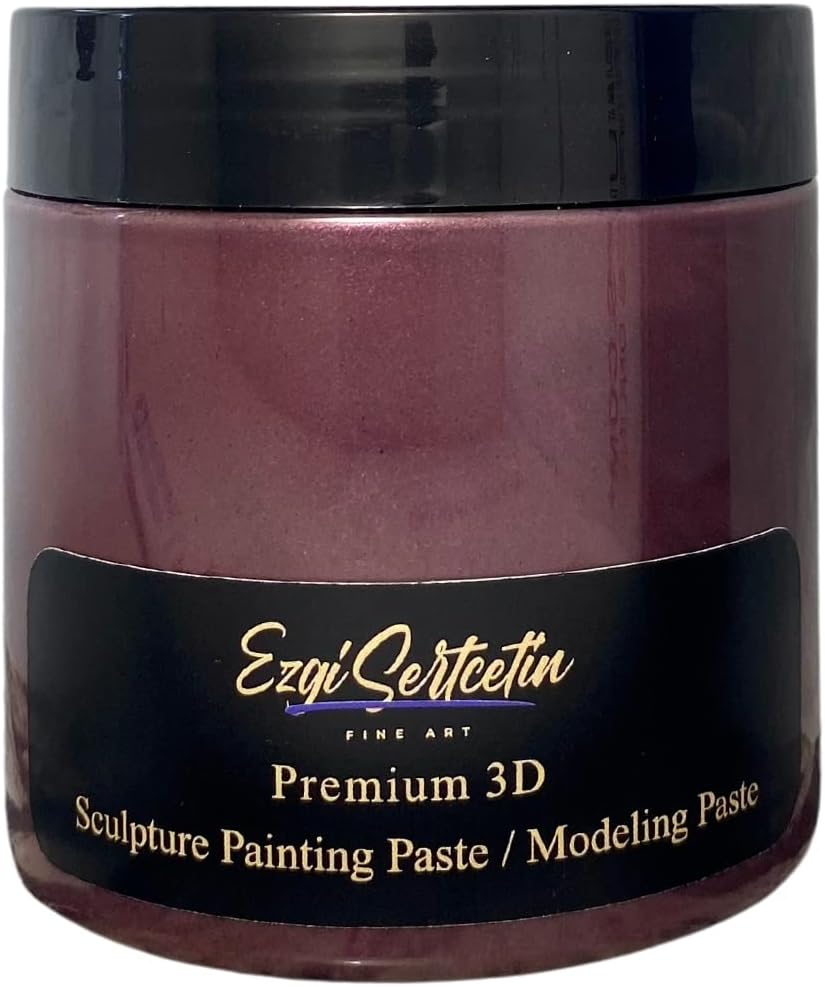 3D Sculpture Painting Paste|Texture Paste|Decorative Plaster|Ready to Use|Unique Colors|Ideal for Artwork|Stencil|Flowers|Texture|Art Relief| 6 oz (Metallic Burgundy)