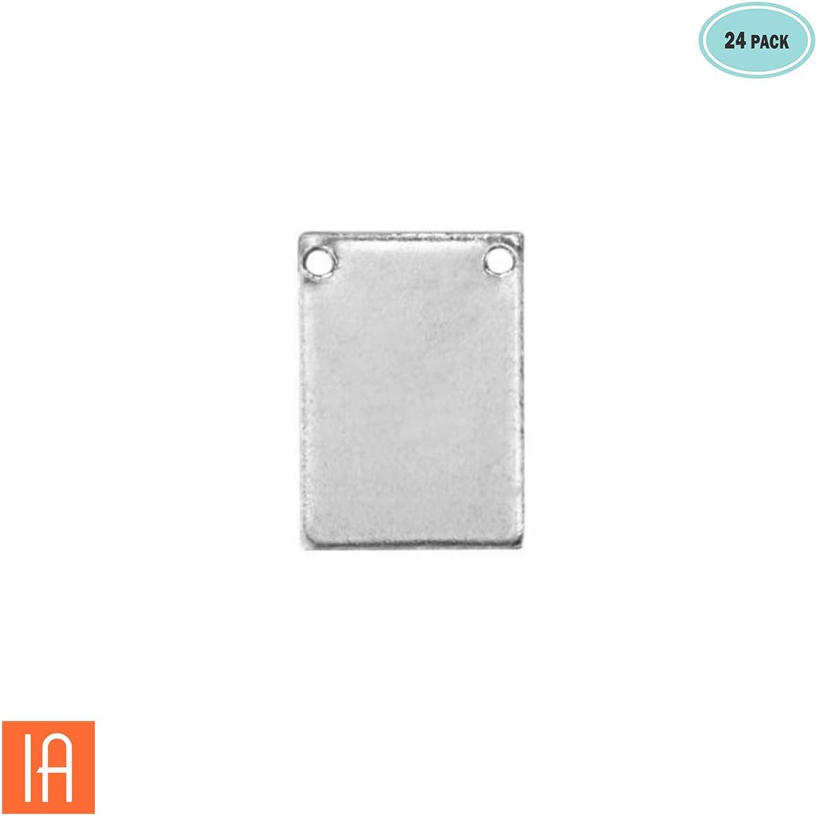 ImpressArt - Premium Metal Stamping Rectangle Blanks for Metal Stamping and Jewelry Making (24 Pack) (7/16" x 3/4" Rectangle w/ 2 Holes, Aluminum)