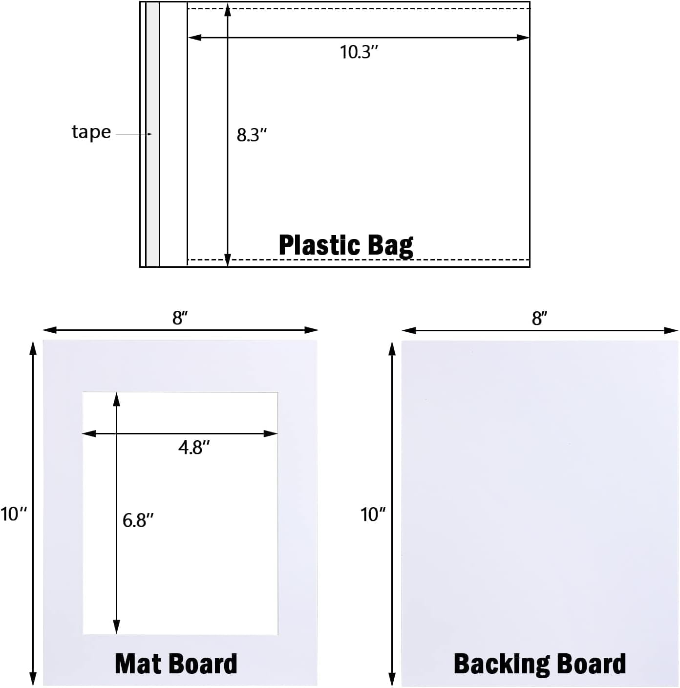 Egofine Pack of 5 White Mat Board Pre-Cut 8x10 Picture Mat for 5x7 Photo with White Core Bevel Cut Mattes Sets. Includes 5 High Premier Acid Free Mats & 5 Backing Board & 5 Clear Bags
