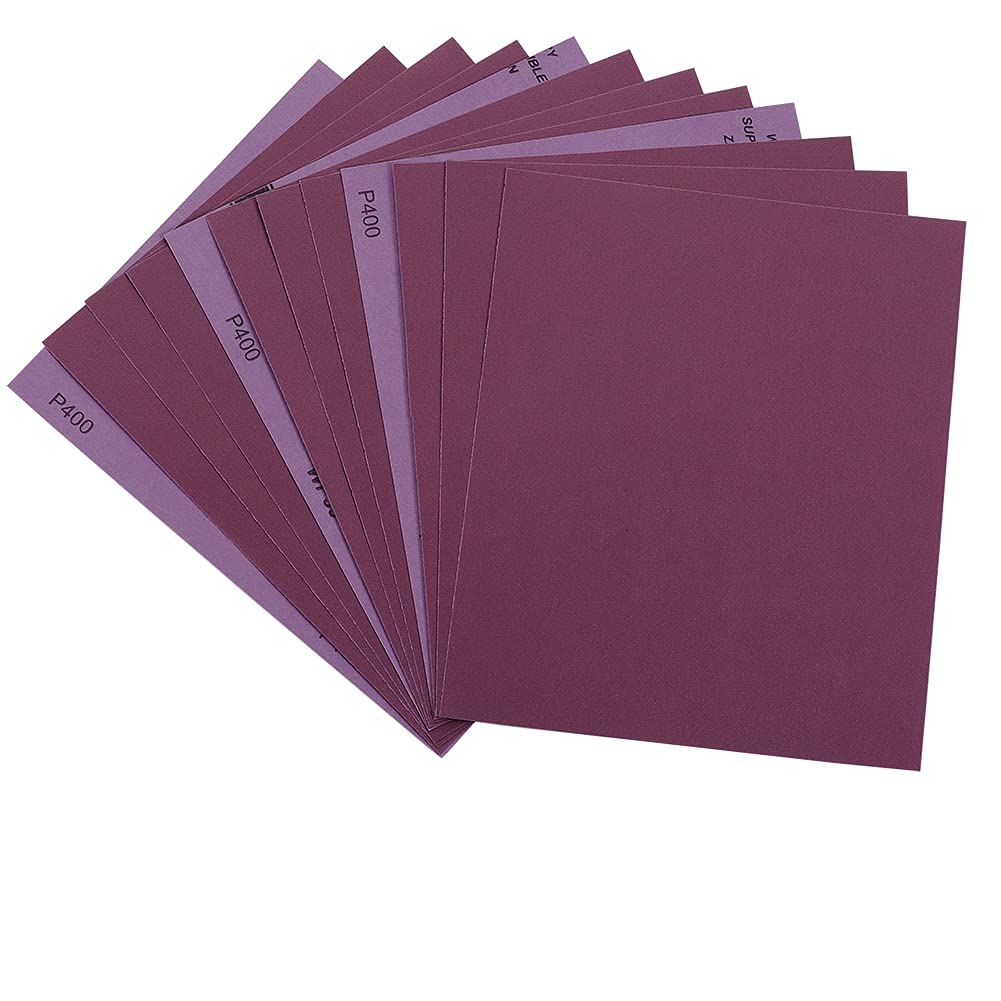 Sandpaper 400 Grit, Wet Dry Sanding Sheets 9 x 11 Inch, Advanced White Fused Alumina Abrasive Sander Paper for Wood Furniture Finishing, Metal Sanding, Automotive Polishing,12-Sheets