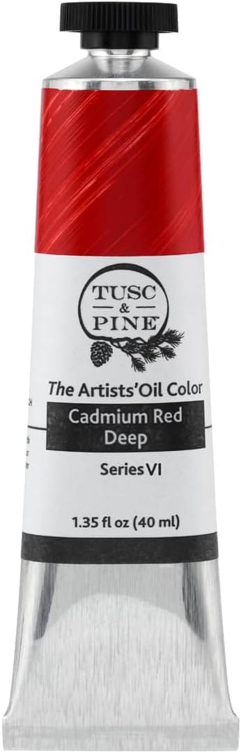 Tusc & Pine Artist Oil Paint - Cadnium Red Deep, 150 ml, Non-Yellowing, Rich & Creamy Consistency, Maximum Pigment Load, Small Batch Milled Oil Paints Made in the USA for Professional Artists